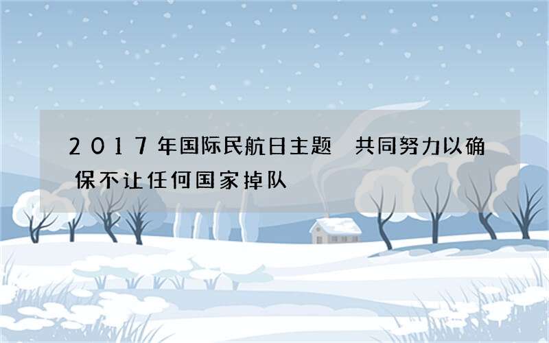 2017年国际民航日主题 共同努力以确保不让任何国家掉队